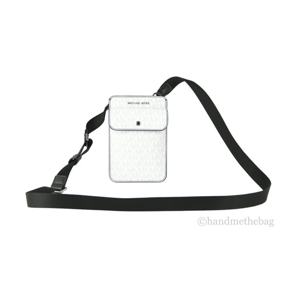 Michael Kors Accessories Signature PVC Slim Phone Case Crossbody Bag (Bright White Signature)