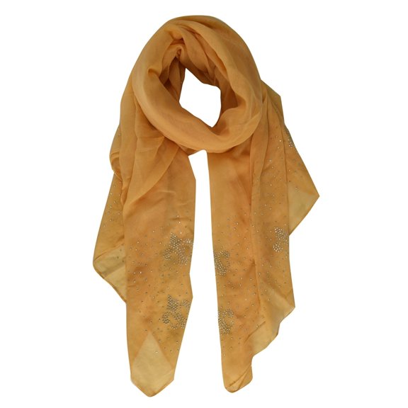 Peach Couture Glittering Rhinestone Studded Scarf Summer Shawl