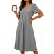 thumbnail image 2 of TaTaai Ladies V-Neck Short Sleeve Casual Dress Solid Color Classic Style with Functional Pockets Comfortable Stretchy Material Midi Dress for Spring Summer Daily Wear and Various Occasions Gift, 2 of 6