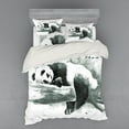 thumbnail image 2 of Ambesonne Black and White Bedding Set 3 Pcs, Sleeping Panda, Twin XL, Black White, 2 of 3