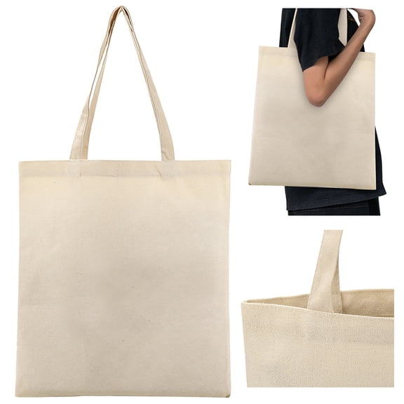 CPHDW7 Canvas Tote Bag for Women, Heavy Duty Reusable Shopping Tote with Long Handles, Plain Washable Cotton Market Bag for DIY Craft Beach