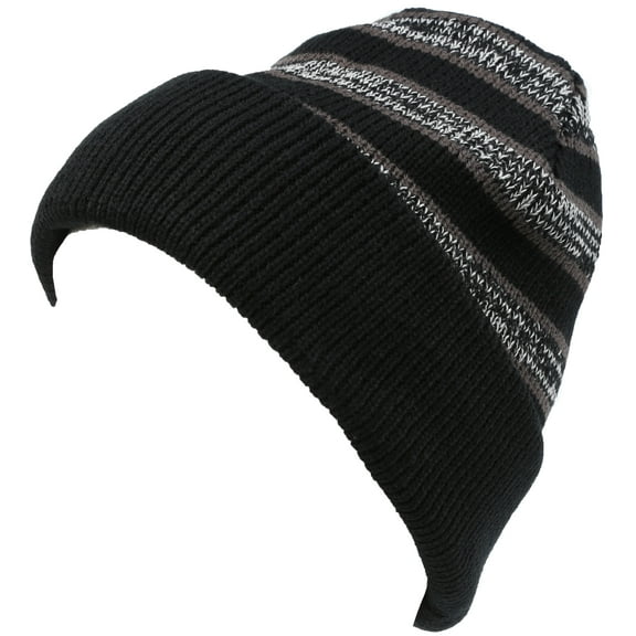 Sakkas Cabbey Mid Weight Striped Multi Colored Ribbed Knit Unisex Beanie Hat - Black - OS
