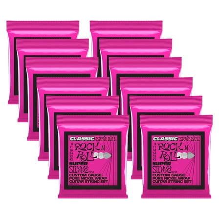 12 PACK Ernie Ball 2253 Super Slinky Pure Nickel Electric Guitar Strings 9-42