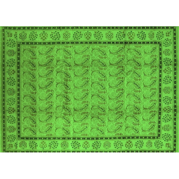 Ahgly Company Indoor Rectangle Oriental Green Industrial Area Rugs, 6' x 9'