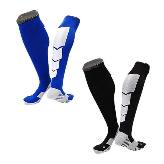Lian LifeStyle Gorgeous Women's 1 2 Pair Long Athletic Football Soccer Socks Sport Tube Socks M XL0032-Blue, Black