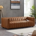 thumbnail image 3 of Montclair Mid-Century Modern Living Room Genuine Leather Sofa in Cognac Tan, 3 of 3