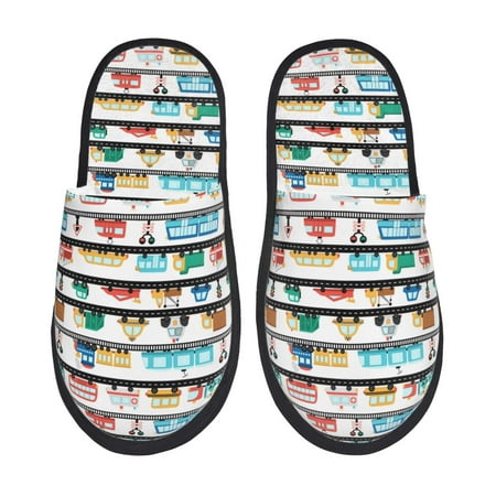 Balery Funny Transport Slient Indoor Furry Fleece Comfort House Shoes Soft Non-Slip Home Shoes Cotton slippers House Slippers-- Medium