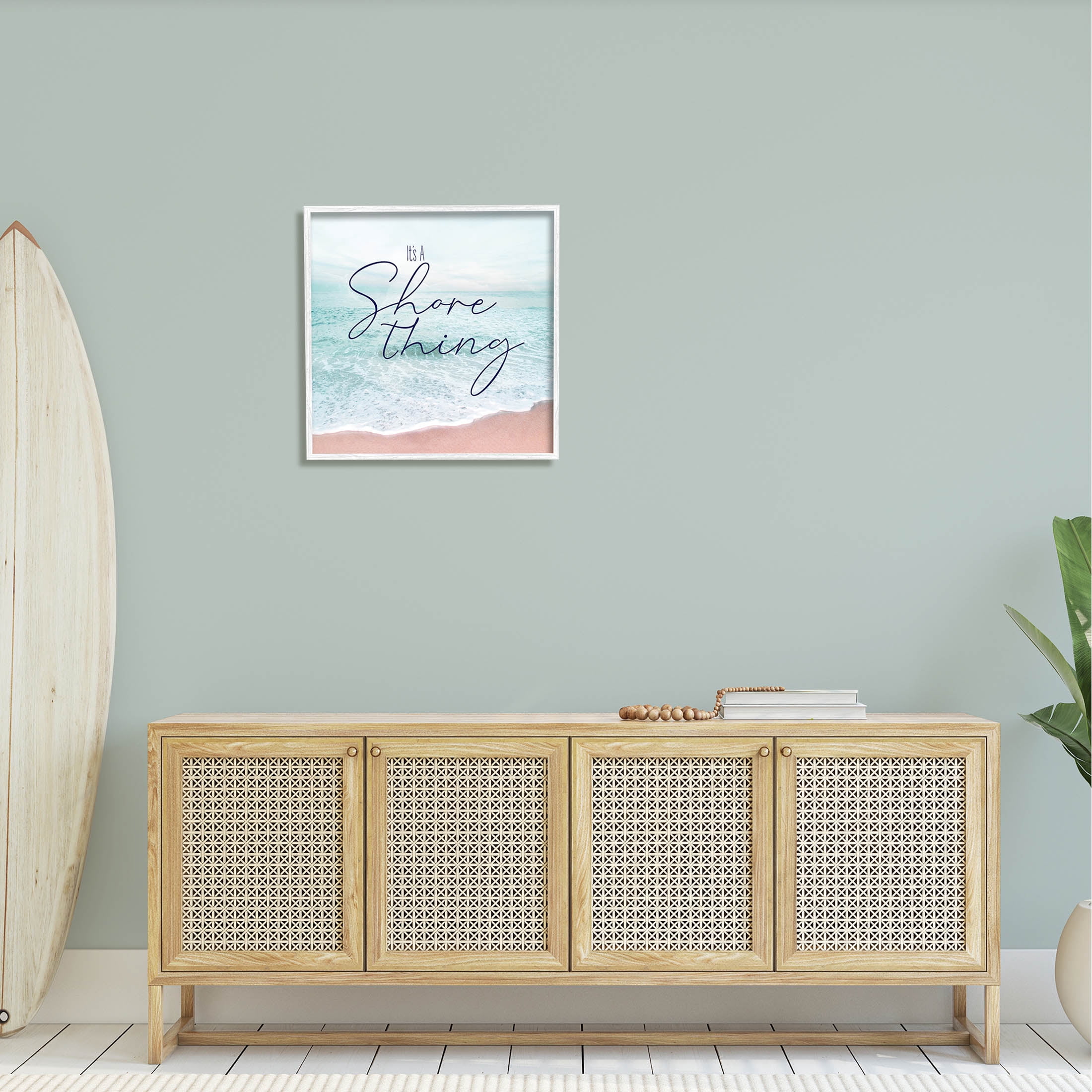 It's A Shore Thing Summer Beach Coastal Graphic Art White Framed Art Print Wall Art
