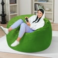 thumbnail image 3 of HARIPUL 3FT Bean Bag Chair with Memory Foam Filled, Large Stuffed Beanbag Chair Soft Sofa with Removeable Dutch Velvet Cover, Green, 3 of 7