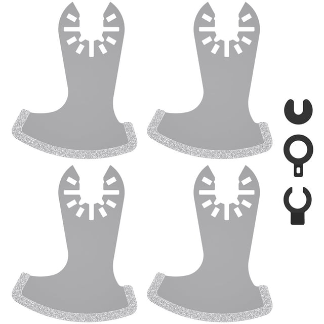 4Pcs Oscillating Saw Blades Segment Oscillating Tool Blades Sharp Wear Resistant Swing Multitool Blades with Gasket Adapters for Grout Cement Grit Mortar Removal
