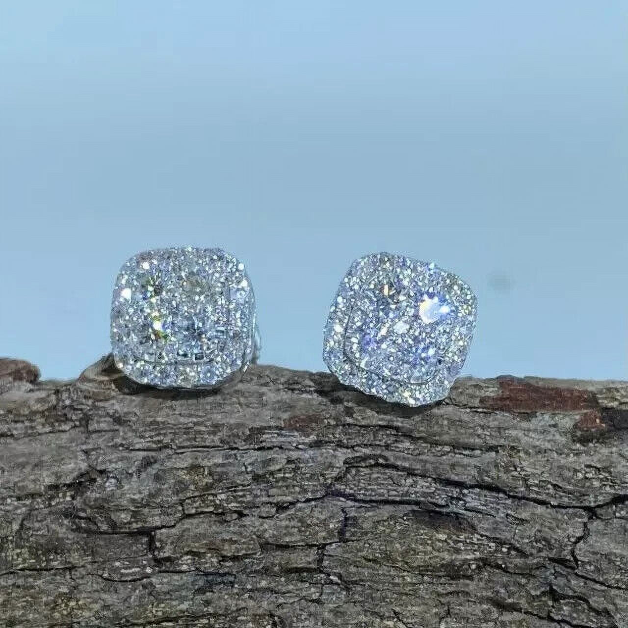 2.00 Ct Round Cut VVS1 Moissanite Cluster Halo Stud Earrings 14K White Gold Over
