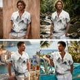 thumbnail image 2 of Tsovthrid Ink-Wash Mountain Print Linen-Like Matchable Couple Men Short Sleeve Shirt Women Sleeveless Sundresses Summer Boho Shirt Dress with Pockets Travel Outfit for Husband and Wife, S, 2 of 7