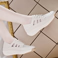 thumbnail image 6 of Women's Casual Platform Sneakers Ladies Hollow Breathable Flats Women's Fashion Lace Up Leather Shoes Walking Shoes, 6 of 12