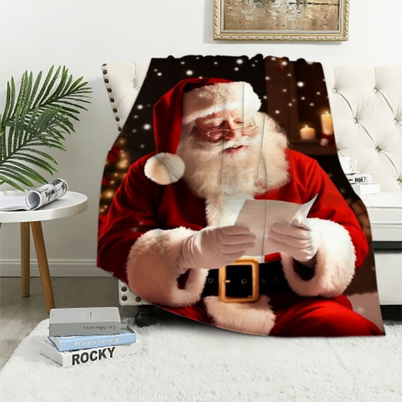 Pratyus Santa Claus Flannel Throw Blanket for Couch Sofa Bed, Home Decor Super Soft Blanket All Seasons 40x50in
