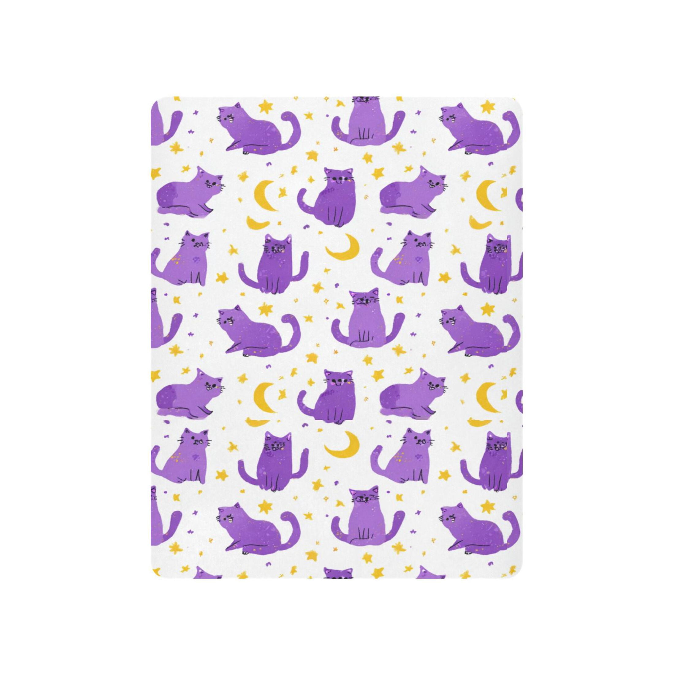 Baby Essentials 52”x 28”- Standard Cotton-like Modal Elastic- Purple Cat Pattern Design Crib Sheets for Newborns and Toddlers