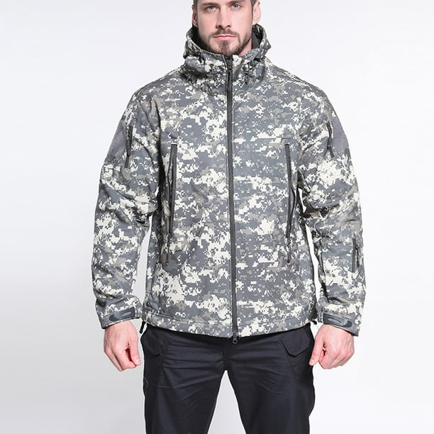 Chaqueta impermeable de forro polar impermeable para hombre de piel de tiburon suave para exteriores camuflaje Pompotops oipoqjl10467 Walmart en linea