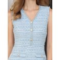 thumbnail image 4 of DARING DIVA Women's Sleeveless V Neck Button Decor Pencil Dresses M Blue, 4 of 7