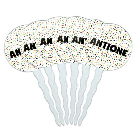 Antione Cupcake Picks Toppers - Set of 6 - Mutlicolored Speckles