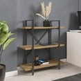 thumbnail image 2 of BELLEZE 3 Tier Modern Rustic Industrial Bookshelf - Hazel (Rustic Oak), 2 of 7