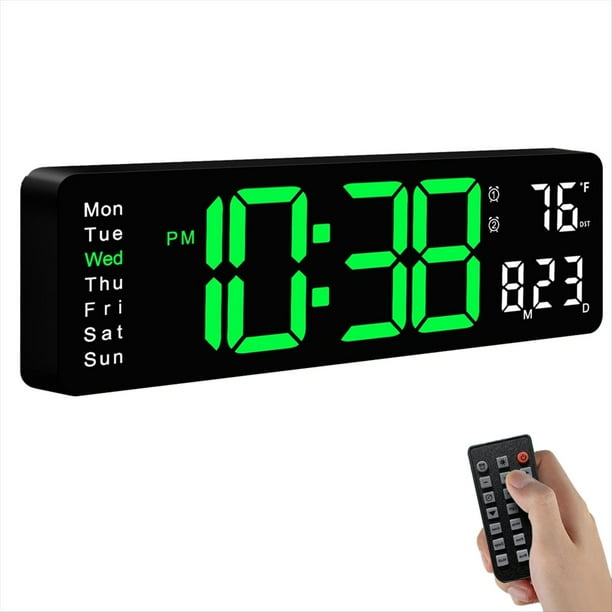 Reloj de Pared Digital, Reloj Digital de Pantalla Grande con Control Remoto, para Sala de Estar, Dormitorio, Decoración, Regalo para Ancianos