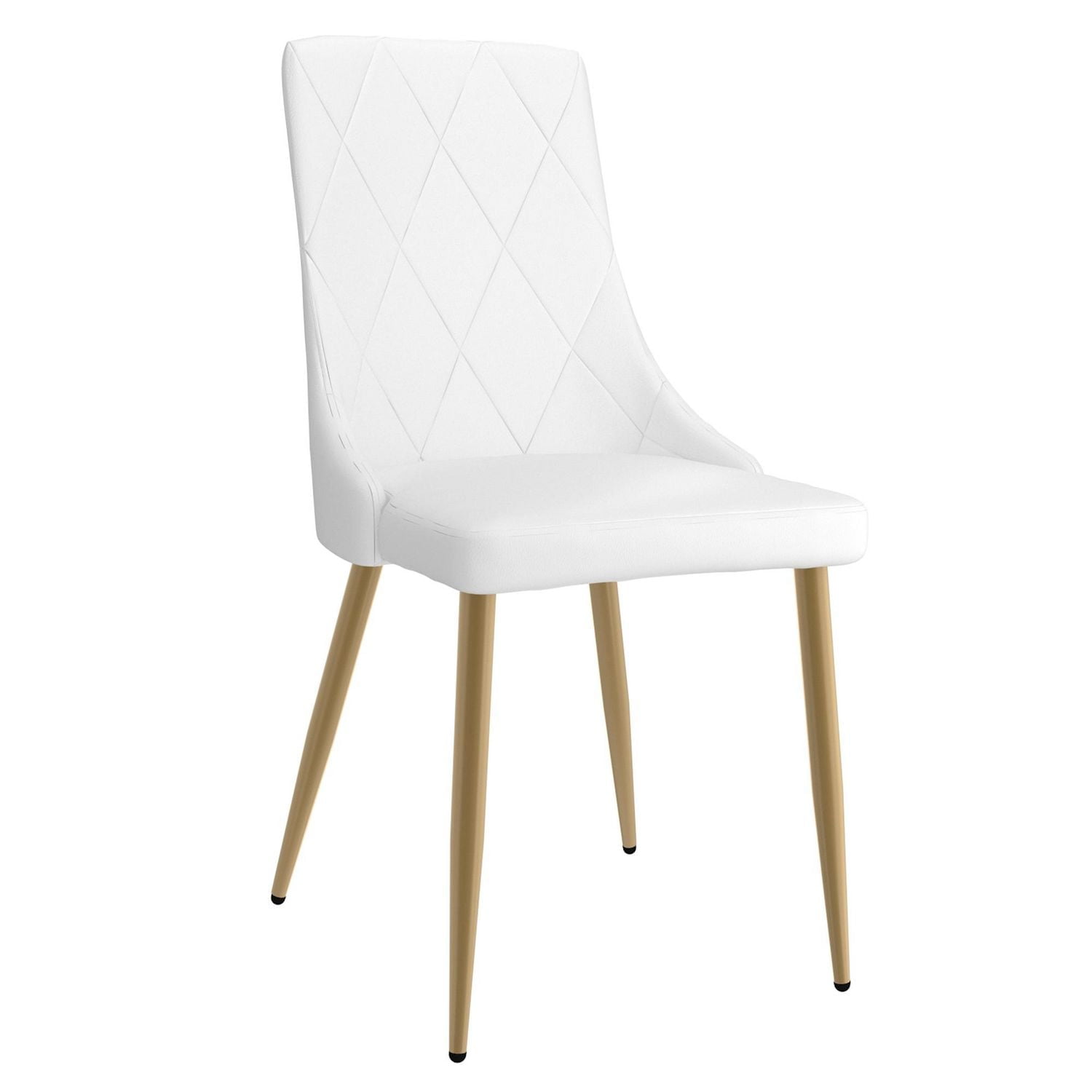 Ensemble de 2 chaises d’appoint contemporaines en similicuir et métal, blanc et doré