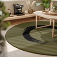 thumbnail image 3 of Round Area Rugs 3.3Ft, Olive Green Striped Non-Slip Washable Circle Rugs Carpet, Black Geometric Vintage Stripes Ombre Indoor Outdoor Rug Floor Mats Throw Runner for Bedroom Living Room Bathroom, 3 of 8