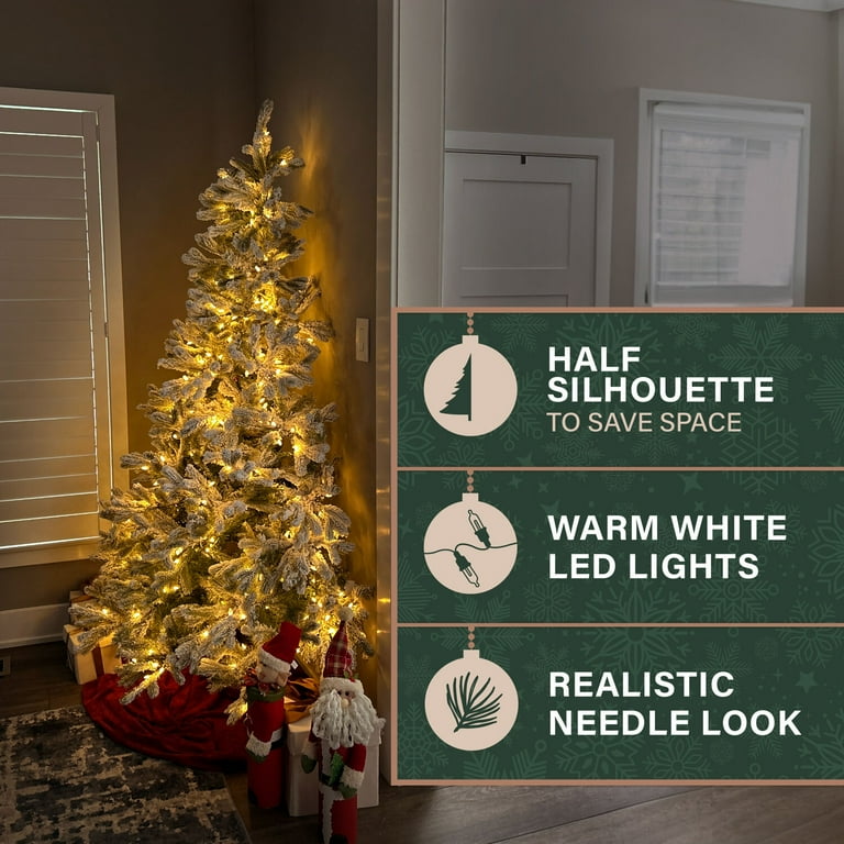 ミネラル5　pinoサマ Fraser Hill Farm 6.5 ft. Pre-Lit Flocked Slim Mountain Pine