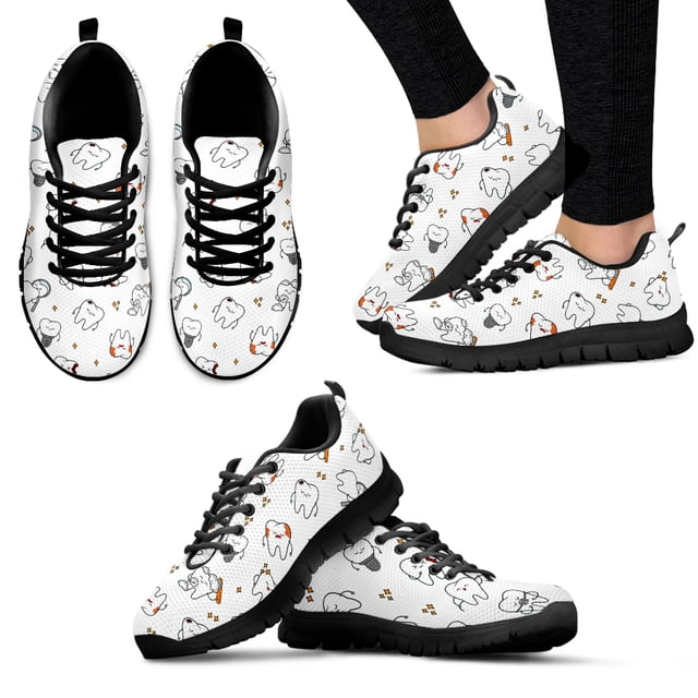 Zapatos planos con estampado de dibujos animados de dientes de dentista para mujer, zapatillas informales transpirables y antideslizantes