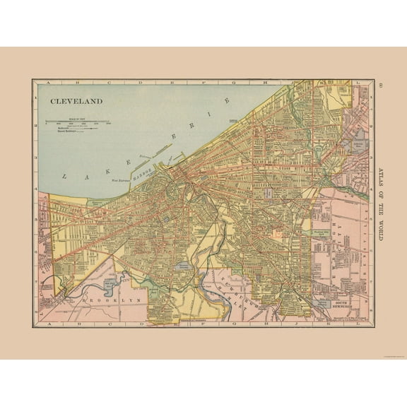 Historic City Map - Cleveland Ohio - Hammond 1910 - 29.85 x 23 - Vintage Wall Art