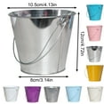 thumbnail image 2 of kjfeif Galvanized Metal Bucket with Handle, Small Round Flower Pot Planter for Succulents, Rustic Home Decor, or as a Candy Snack Display Basket for Parties, 2 of 3