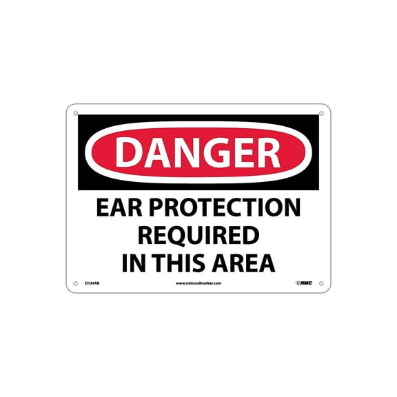 National Marker Ear Protection Required In This Area 10X14 .040 Aluminum Danger Sign D134AB