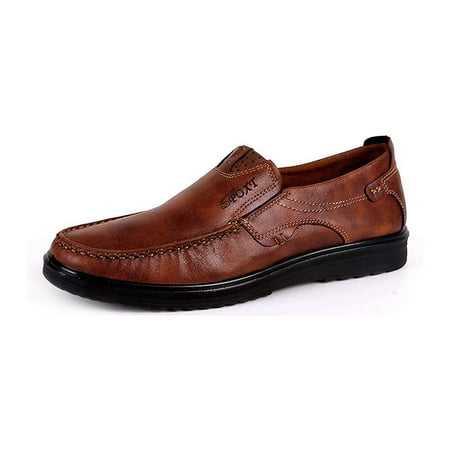 Men Casual Driving Shoes Leather Penny Loafers Slip Ons Outdoor Boat Walking Comfortable Walking Flats Breathable Brown(11.5 M US