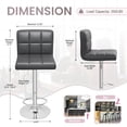 thumbnail image 7 of Homall Bar Stools Set of 2 Modern PU Leather Height Adjustable Swivel Barstools, Hydraulic Kitchen Counter Square Island BarStool With Back, Gray, 7 of 7