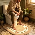 thumbnail image 7 of Dtchengua Soft Floral Non-Slip Toilet Contour Rug, Contour Bath Rug, Soft Shaggy U-Shaped Toilet Floor Mat for Bathroom 20×20 Inch,Khaki, 7 of 7