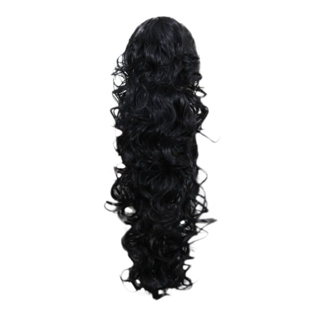Riforla Extensions de Cheveux à Clipser Longs Queue de Cheval Bouclée Perruque Ondulée pour Femmes
