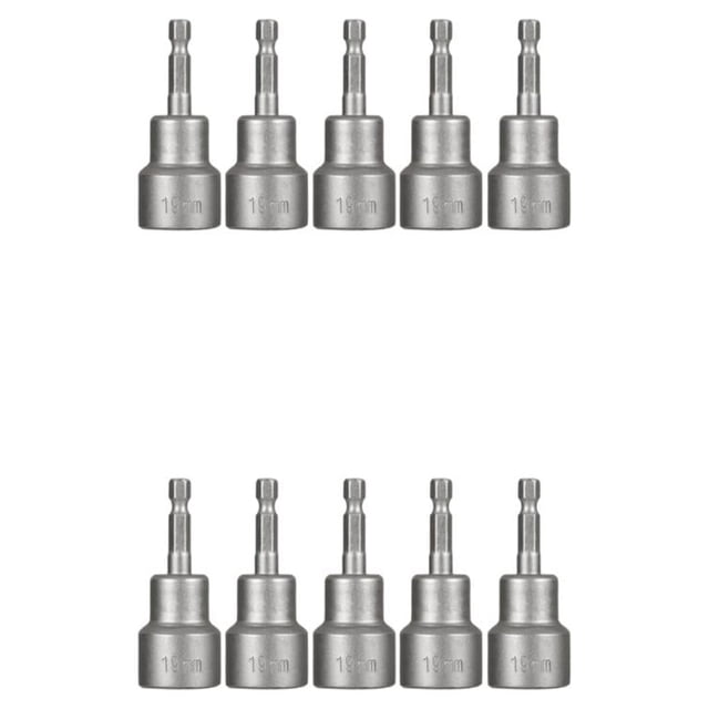 kurtrusly 5 Pieces Universal Steel Nut Driver Home Garage Woodworking Shank Bit Electric Pneumatic Screwdriver Bits Tools 19x65mm 2Set