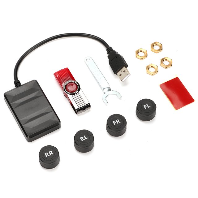 TPMS Para Automóvil, De Monitoreo De Presión De Neumáticos De Alta Sensibilidad A Prueba De Agua ABS IP67 Con 4 Sensores Externos Para Navegación