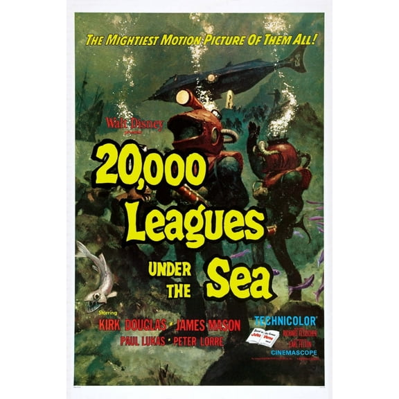 20000 Leagues Under The Sea Movie Poster 12x16 Print on Metal Sign 12in x 16in Square Adults AB Posters