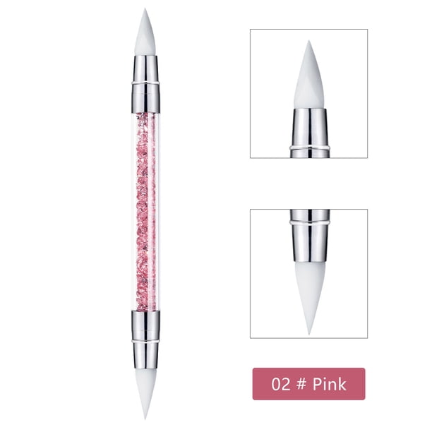Herramientas para realzar las uñas Pluma para realzar las uñas Pluma de relieve con tallado ahuecado Pluma de cabeza de plástico Pluma de doble punta con punta de diamante Plumas para decoración de uñ