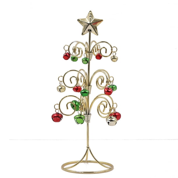 Decoración del árbol de Navidad Campana de hierro forjado Mini Metal Árbol de Navidad Decoraciones de escritorio Ornamento Soportes de exhibición Decoración del hogar Año Nuevo (Rojo) JAMW Sencillez