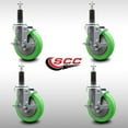 thumbnail image 2 of 5 Inch SS Green Poly Swivel 1 Inch Expanding Stem Caster Set with Brake SCC, 2 of 2