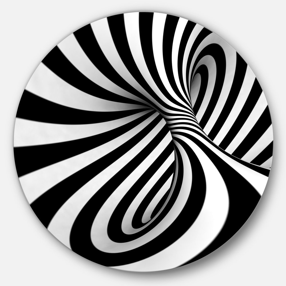 Designart 'Spiral Black n White' Abstract Circle Metal Wall Art