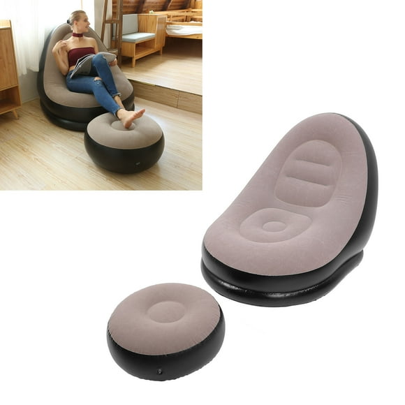 Inflatable Sofa Chair, Stylish Blow Up Lounger with Footstool for Living Room Outdoor Travel Camping Picnic