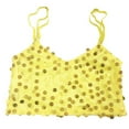 thumbnail image 3 of Ticikt Girls Sequin Tank Tops Kids Sleeveless Spaghetti Strap Crop Cami Camisole Sparkly Dance Blouse,Color:Yellow, 3 of 4