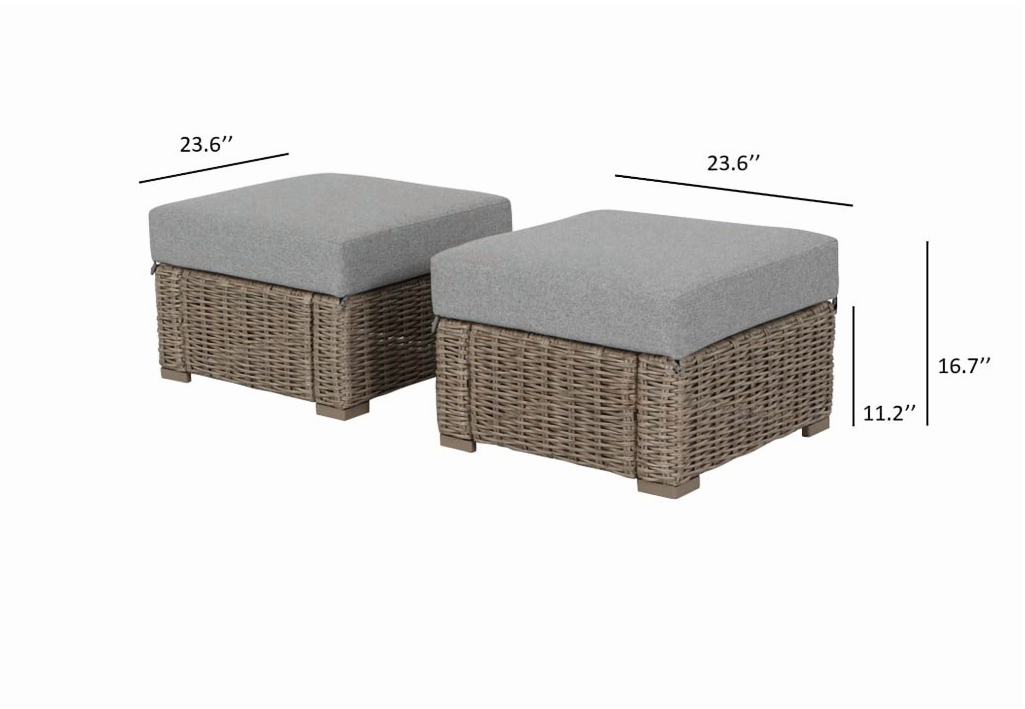 Better Homes & Gardens Bellamy Outdoor 2pk Ottomans, Gray Wicker/Gray Cushion