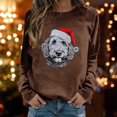 thumbnail image 2 of Fiaer Women's Christmas Sweatshirts Cute Printed Long Sleeve Xmas Pullover Crew Neck Baggy Plus Size Comfort Holiday Tops Brown L, 2 of 5