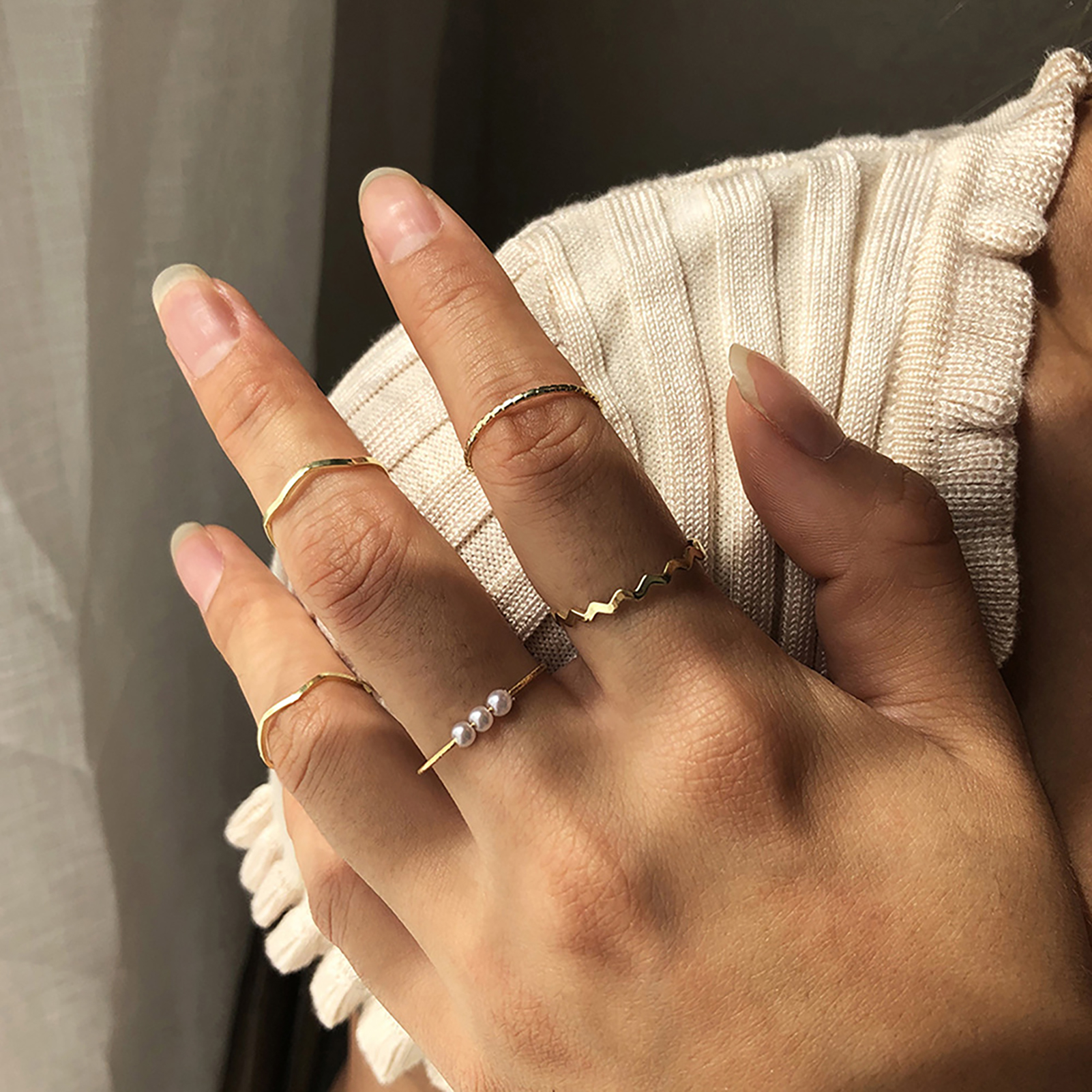 Grandest Birch Double Finger Chain Ring Stackable Adjustable Unisex Two  Layers Chain Opening Ring Jewelry Gifts Copper Gold