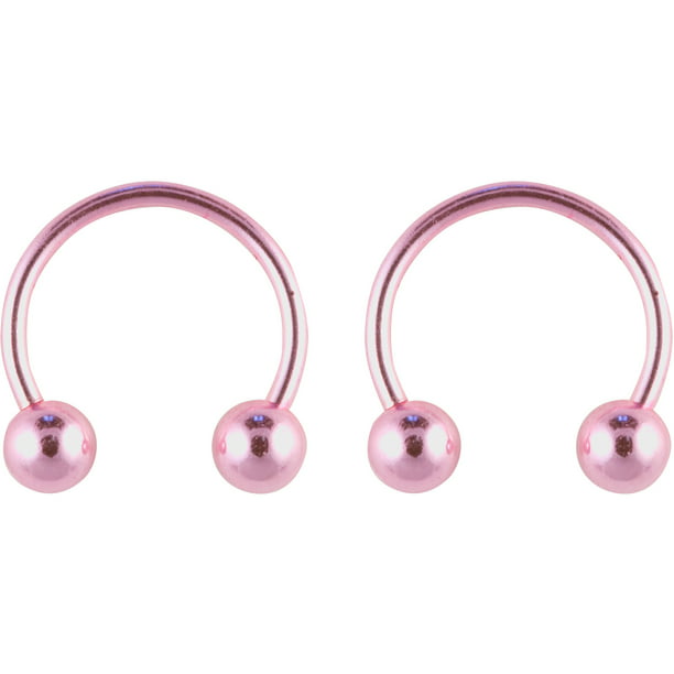 Hot Silver - Hot Silver Basics Surgical Steel Pink Horseshoe Earrings ...