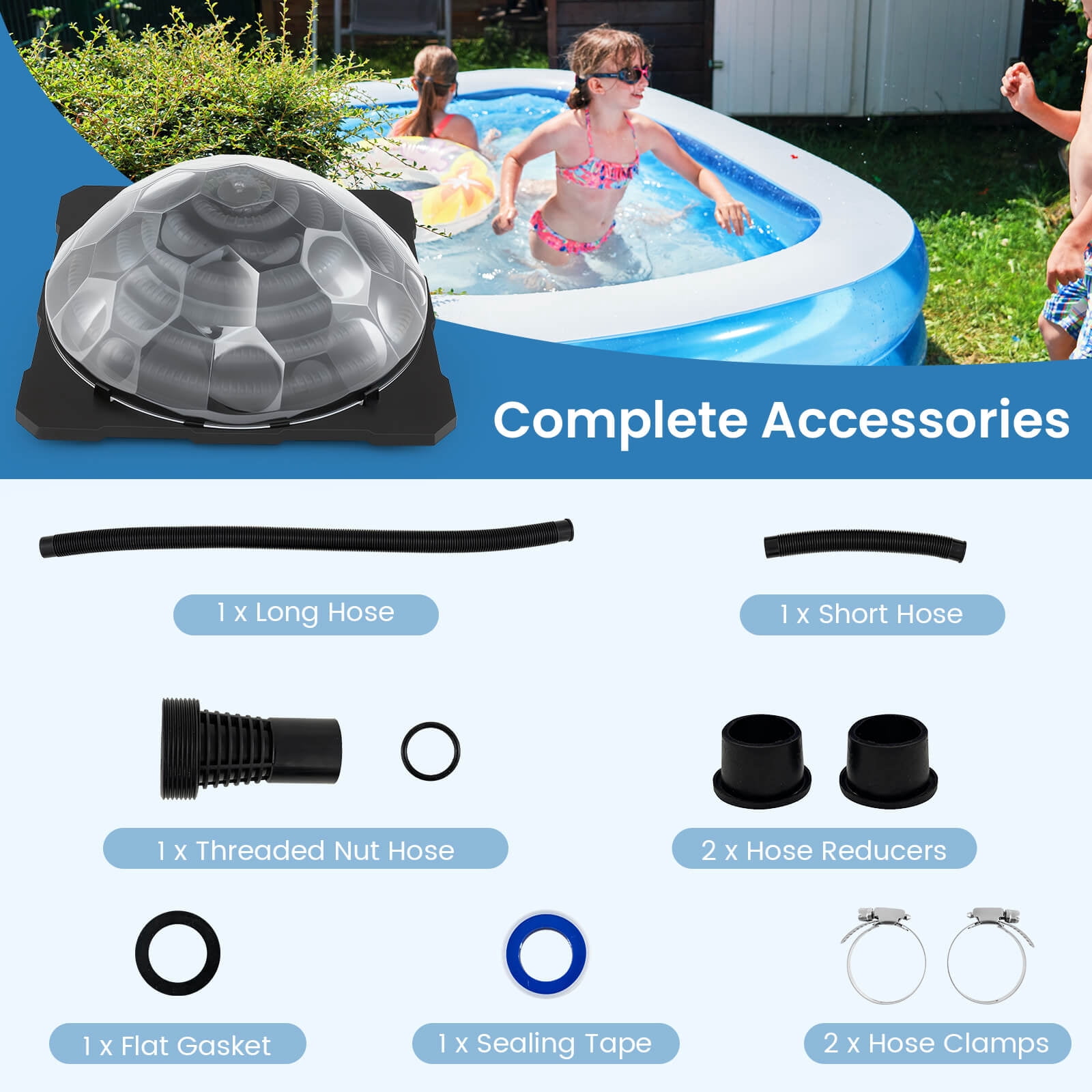 Costway 1 PCS Solar Dome Heater with Transparent Cover Black Heating Coil Foldable Legs