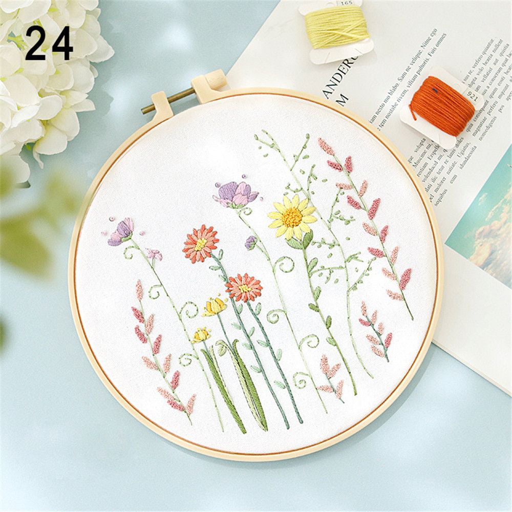 Embroidery Starter Kit,DIY Chinese Hand Transparent Yarn Flower Embroidery  3D Embroidery Kit for Art Craft Sewing,Stamped Floral Embroidery Kit with  Instruction,Dandelion 